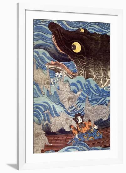 Samurai on the Small Boat-Kuniyoshi Utagawa-Framed Giclee Print