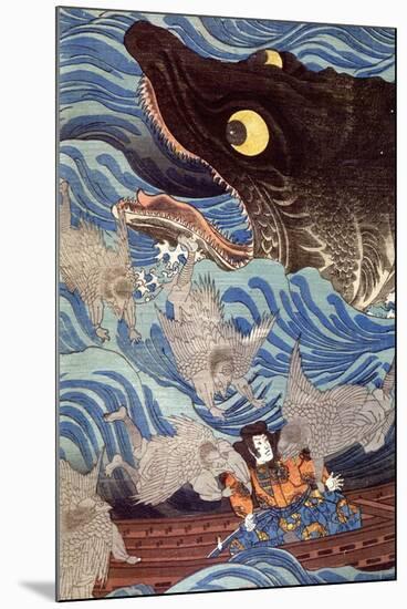 Samurai on the Small Boat-Kuniyoshi Utagawa-Mounted Giclee Print