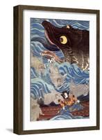 Samurai on the Small Boat-Kuniyoshi Utagawa-Framed Giclee Print