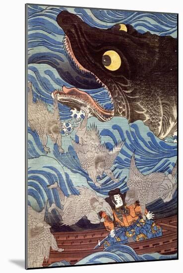 Samurai on the Small Boat-Kuniyoshi Utagawa-Mounted Giclee Print