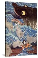 Samurai on the Small Boat-Kuniyoshi Utagawa-Stretched Canvas