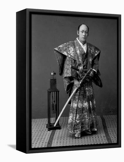 Samurai Warrior, 1880s-Kusakabe Kimbei-Framed Stretched Canvas
