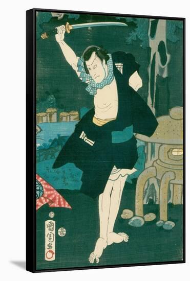 Samurai Warrior. Japanese Painting on Silk, in a Traditional Japanese Style-null-Framed Stretched Canvas