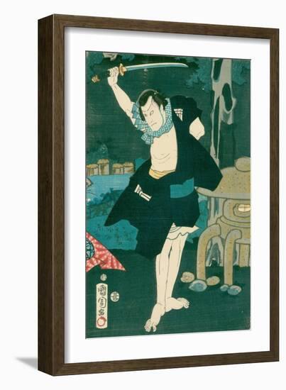 Samurai Warrior. Japanese Painting on Silk, in a Traditional Japanese Style-null-Framed Giclee Print