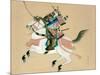 Samurai Warrior Riding a Horse, a Japanese Painting on Silk, in a Traditional Japanese Style-null-Mounted Giclee Print