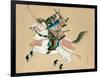 Samurai Warrior Riding a Horse, a Japanese Painting on Silk, in a Traditional Japanese Style-null-Framed Giclee Print