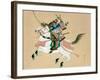 Samurai Warrior Riding a Horse, a Japanese Painting on Silk, in a Traditional Japanese Style-null-Framed Giclee Print