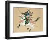 Samurai Warrior Riding a Horse, a Japanese Painting on Silk, in a Traditional Japanese Style-null-Framed Giclee Print