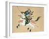 Samurai Warrior Riding a Horse, a Japanese Painting on Silk, in a Traditional Japanese Style-null-Framed Giclee Print