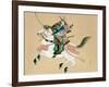 Samurai Warrior Riding a Horse, a Japanese Painting on Silk, in a Traditional Japanese Style-null-Framed Giclee Print