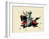 Samurai Warrior Riding a Horse, a Japanese Painting on Silk, in a Traditional Japanese Style-null-Framed Premium Giclee Print