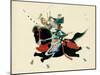 Samurai Warrior Riding a Horse, a Japanese Painting on Silk, in a Traditional Japanese Style-null-Mounted Premium Giclee Print