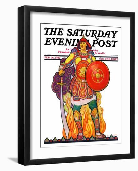 "Samurai Warrior," Saturday Evening Post Cover, February 20, 1932-Henry Soulen-Framed Giclee Print