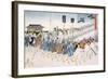 Samurai Warriors on the March (Colour Woodblock Print)-Japanese-Framed Giclee Print