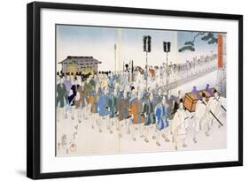 Samurai Warriors on the March (Colour Woodblock Print)-Japanese-Framed Giclee Print