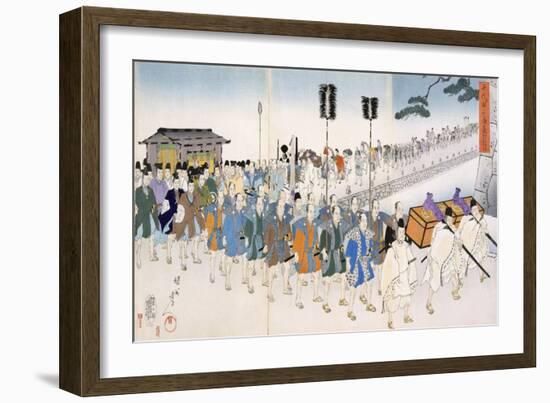 Samurai Warriors on the March (Colour Woodblock Print)-Japanese-Framed Giclee Print