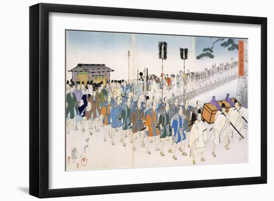 Samurai Warriors on the March (Colour Woodblock Print)-Japanese-Framed Giclee Print