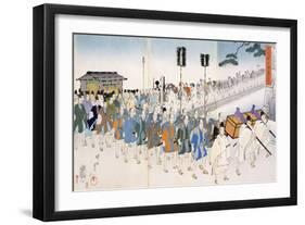 Samurai Warriors on the March (Colour Woodblock Print)-Japanese-Framed Giclee Print