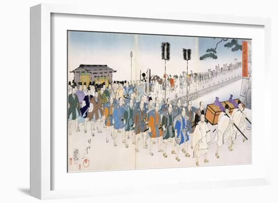 Samurai Warriors on the March (Colour Woodblock Print)-Japanese-Framed Giclee Print