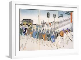 Samurai Warriors on the March (Colour Woodblock Print)-Japanese-Framed Giclee Print