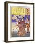 Samurai with Fan under Blackthorn-null-Framed Giclee Print
