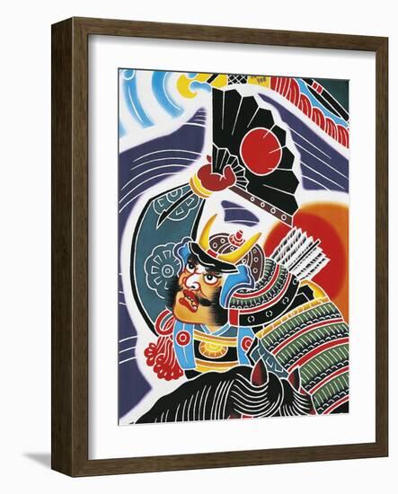 Samurai with Fan-null-Framed Giclee Print