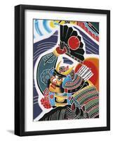 Samurai with Fan-null-Framed Giclee Print