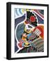 Samurai with Fan-null-Framed Giclee Print