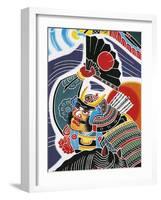 Samurai with Fan-null-Framed Giclee Print