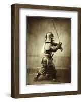 Samurai with raised sword, c1860-Felice Beato-Framed Giclee Print