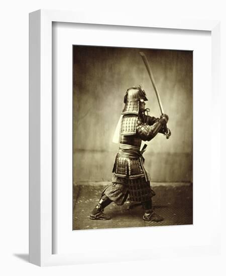 Samurai with raised sword, c1860-Felice Beato-Framed Giclee Print