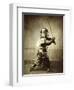 Samurai with raised sword, c1860-Felice Beato-Framed Giclee Print