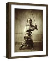 Samurai with raised sword, c1860-Felice Beato-Framed Giclee Print
