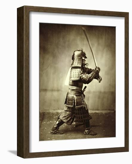 Samurai with raised sword, c1860-Felice Beato-Framed Giclee Print