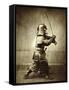 Samurai with raised sword, c1860-Felice Beato-Framed Stretched Canvas