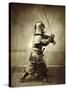 Samurai with raised sword, c1860-Felice Beato-Stretched Canvas