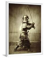 Samurai with raised sword, c1860-Felice Beato-Framed Premium Giclee Print