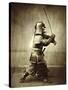 Samurai with raised sword, c1860-Felice Beato-Stretched Canvas