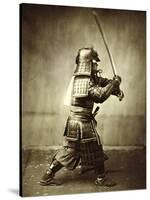 Samurai with raised sword, c1860-Felice Beato-Stretched Canvas