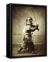 Samurai with raised sword, c1860-Felice Beato-Framed Stretched Canvas