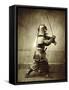 Samurai with raised sword, c1860-Felice Beato-Framed Stretched Canvas