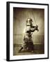 Samurai with raised sword, c1860-Felice Beato-Framed Giclee Print