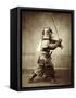 Samurai with Raised Sword, circa 1860-Felice Beato-Framed Stretched Canvas