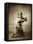 Samurai with Raised Sword, circa 1860-Felice Beato-Framed Stretched Canvas