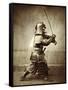 Samurai with Raised Sword, circa 1860-Felice Beato-Framed Stretched Canvas