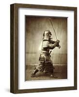 Samurai with Raised Sword, circa 1860-Felice Beato-Framed Premium Giclee Print