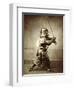 Samurai with Raised Sword, circa 1860-Felice Beato-Framed Premium Giclee Print