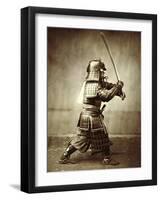 Samurai with Raised Sword, circa 1860-Felice Beato-Framed Premium Giclee Print