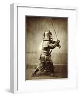 Samurai with Raised Sword, circa 1860-Felice Beato-Framed Giclee Print