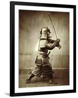 Samurai with Raised Sword, circa 1860-Felice Beato-Framed Giclee Print